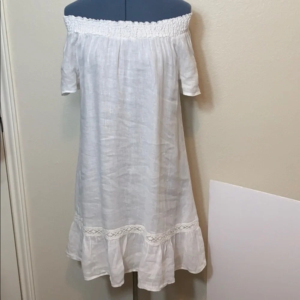 Cynthia Rowley Strapless White Linen Dress